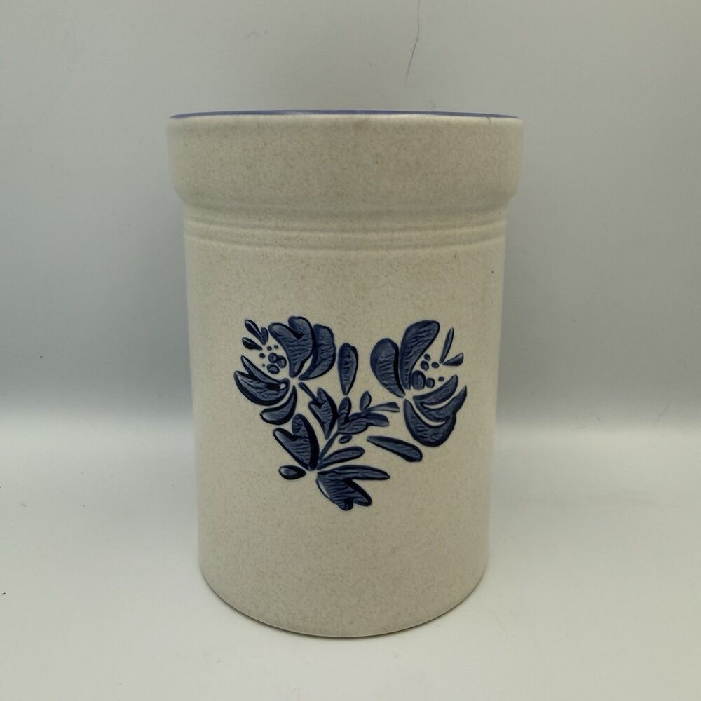 Vintage Pfaltzgraff Utensils Holder Crock Stoneware Yorktowne USA 6.5"